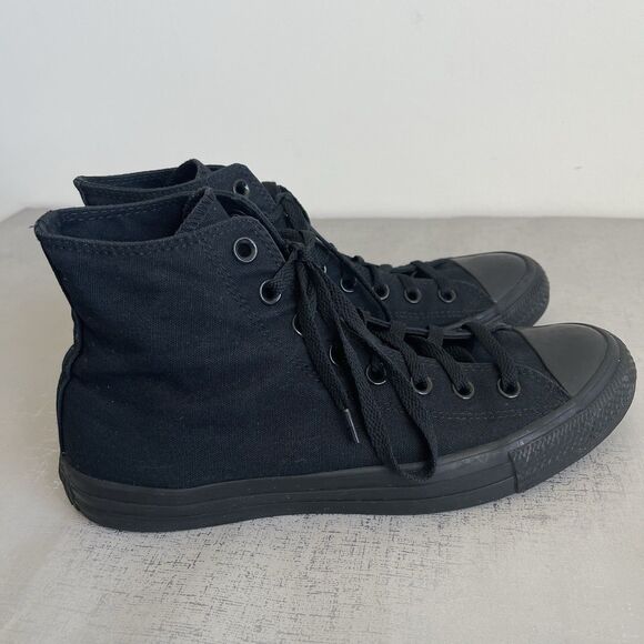Converse All-Star High Top Sneakers Shoes All Black Unisex Mens 9 Womens 11 - Picture 3 of 16